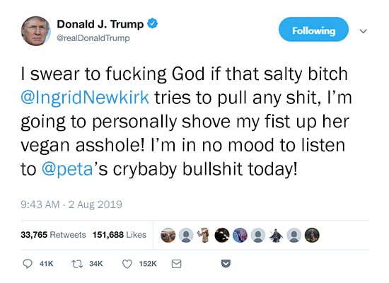 Donald Trump Tweet about PETA